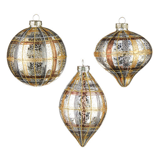 Plaid Mercury Glass Ornament