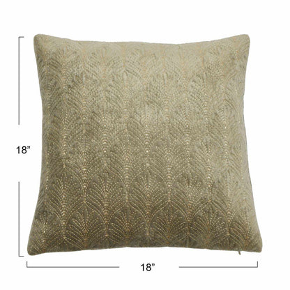Cotton Velvet Embroidered Pillow w/ Gold Metallic Thread, Polyester Fill | Bridal Shower Callie Adams & Kaden Jernigan