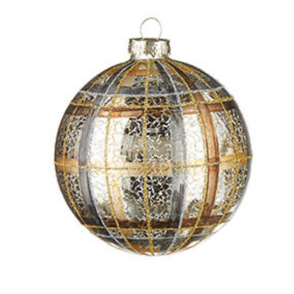 Plaid Mercury Glass Ornament