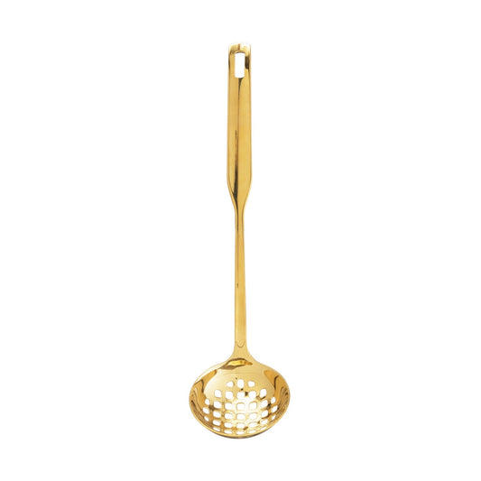 Stainless Steel Slotted Ladle Spoon, Gold | Bridal Shower For Michalla Byrd & Matthew Silvey