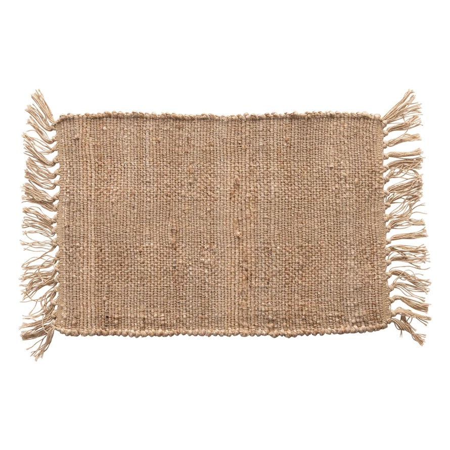Woven Cotton and Jute Placemat with Tassels