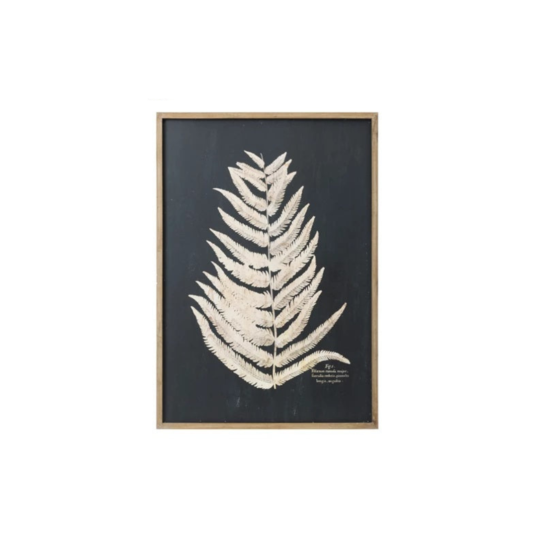 Two framed wall Decors with laser cut fern leaf designs, one displayed above the other, against a white background.