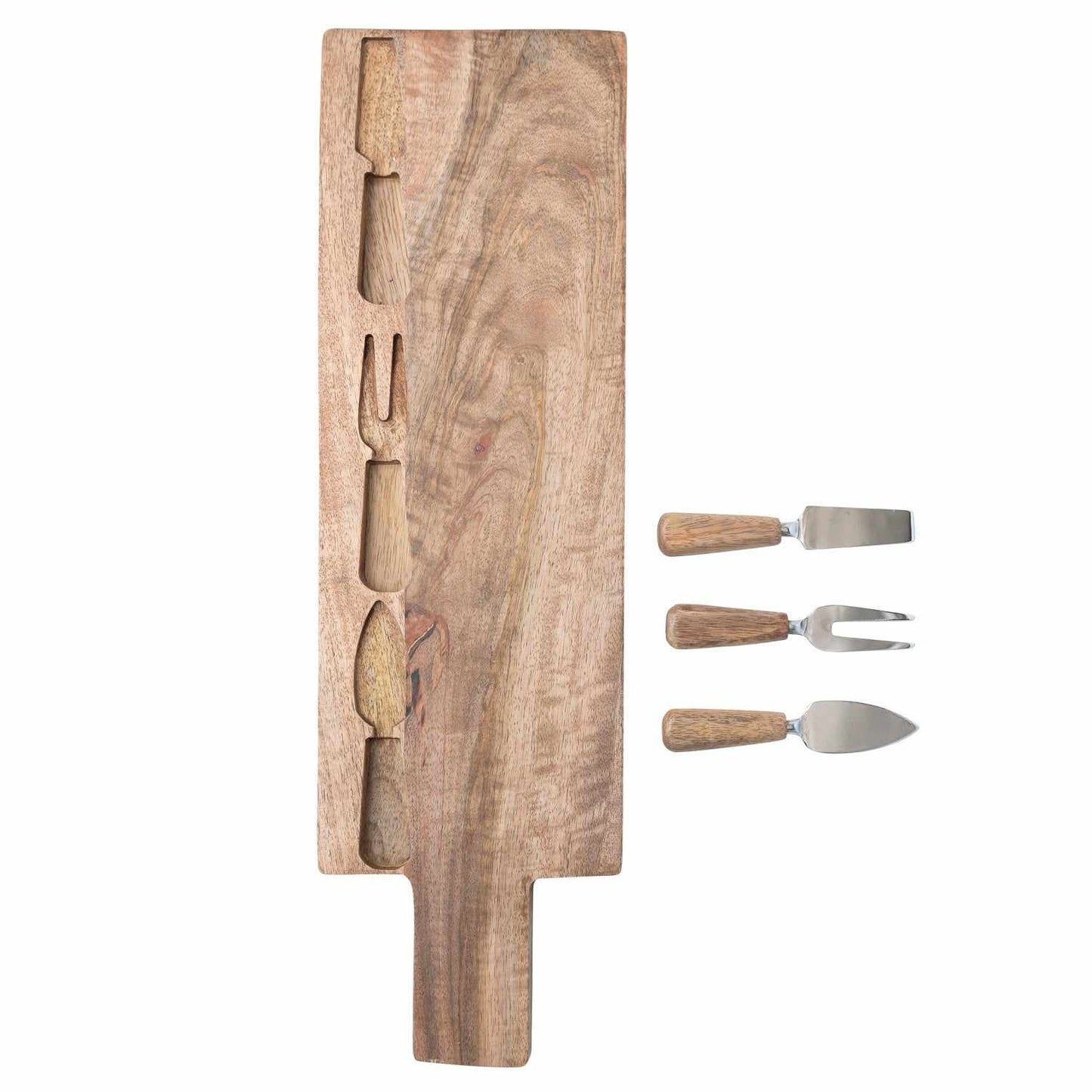 Mango Wood Cheese/Cutting Board w/ Handle & Cheese Utensils, Set of 4 | Bridal Shower Madyson Bowden & Collin Mathews