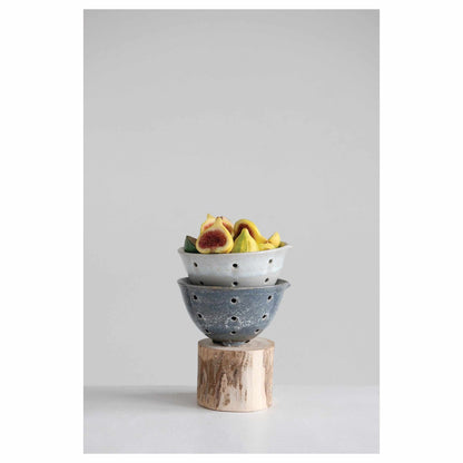 Stoneware Berry Bowl with Glaze, 2 Colors