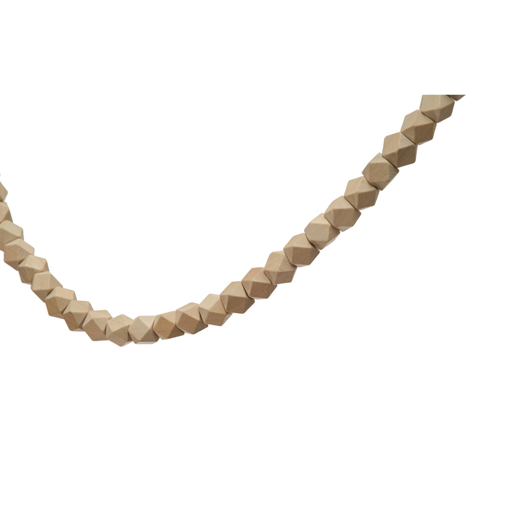 Paulownia Wood Bead Garland with Tassel, Natural