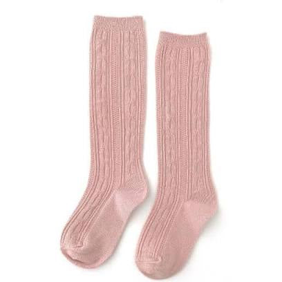 Little Stocking Co Cable Knit Knee High Socks Blush