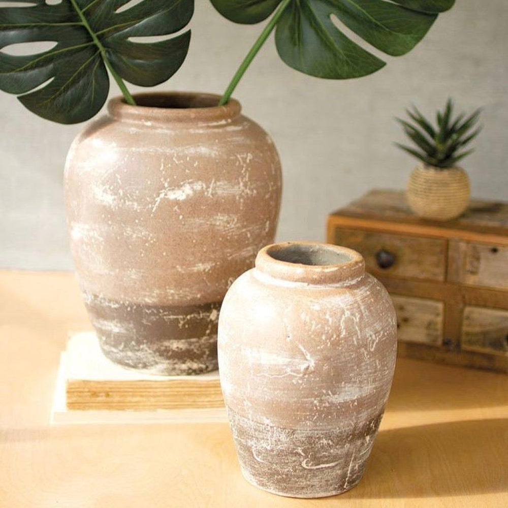 Ceramic Two Toned Urns-Kalalou-Lasting Impressions