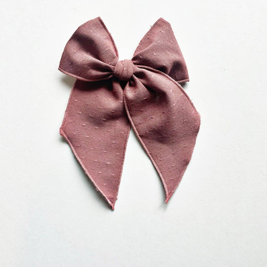 Muted Wine Textured Dot Elle Bow