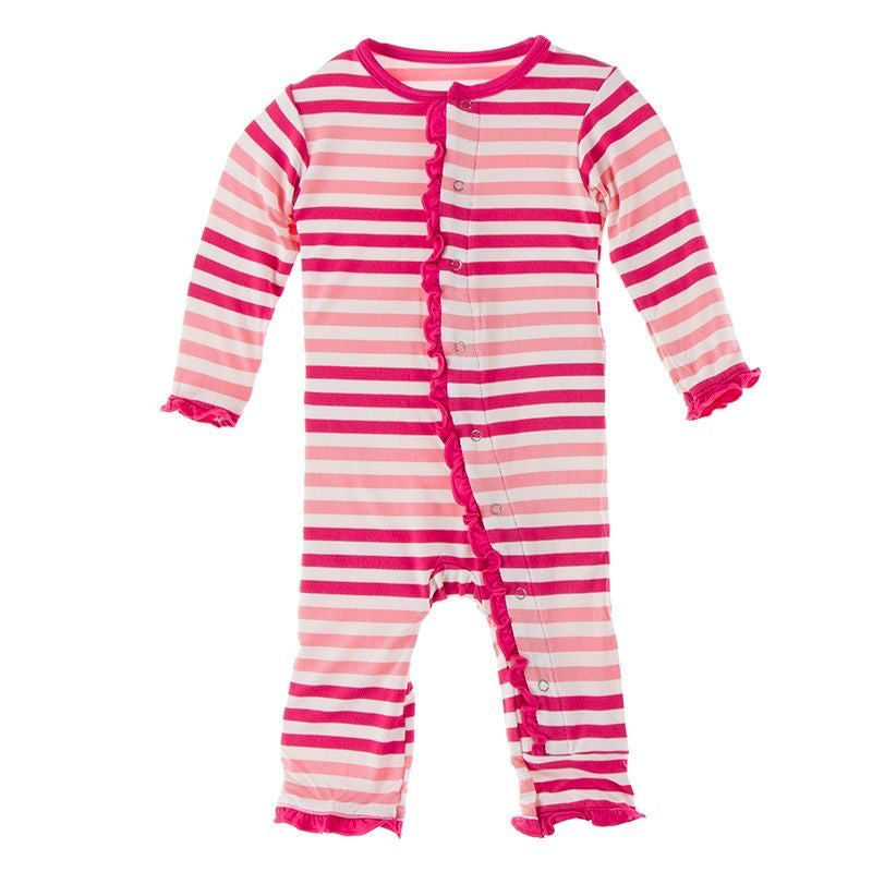 Print Forest Fruit Stripes Muffin Ruffle Coverall with Snaps-Kickee Pants-Lasting Impressions
