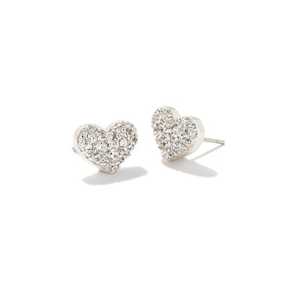 Kendra Scott Ari Pave Crystal Heart Earrings in Gold White CZ