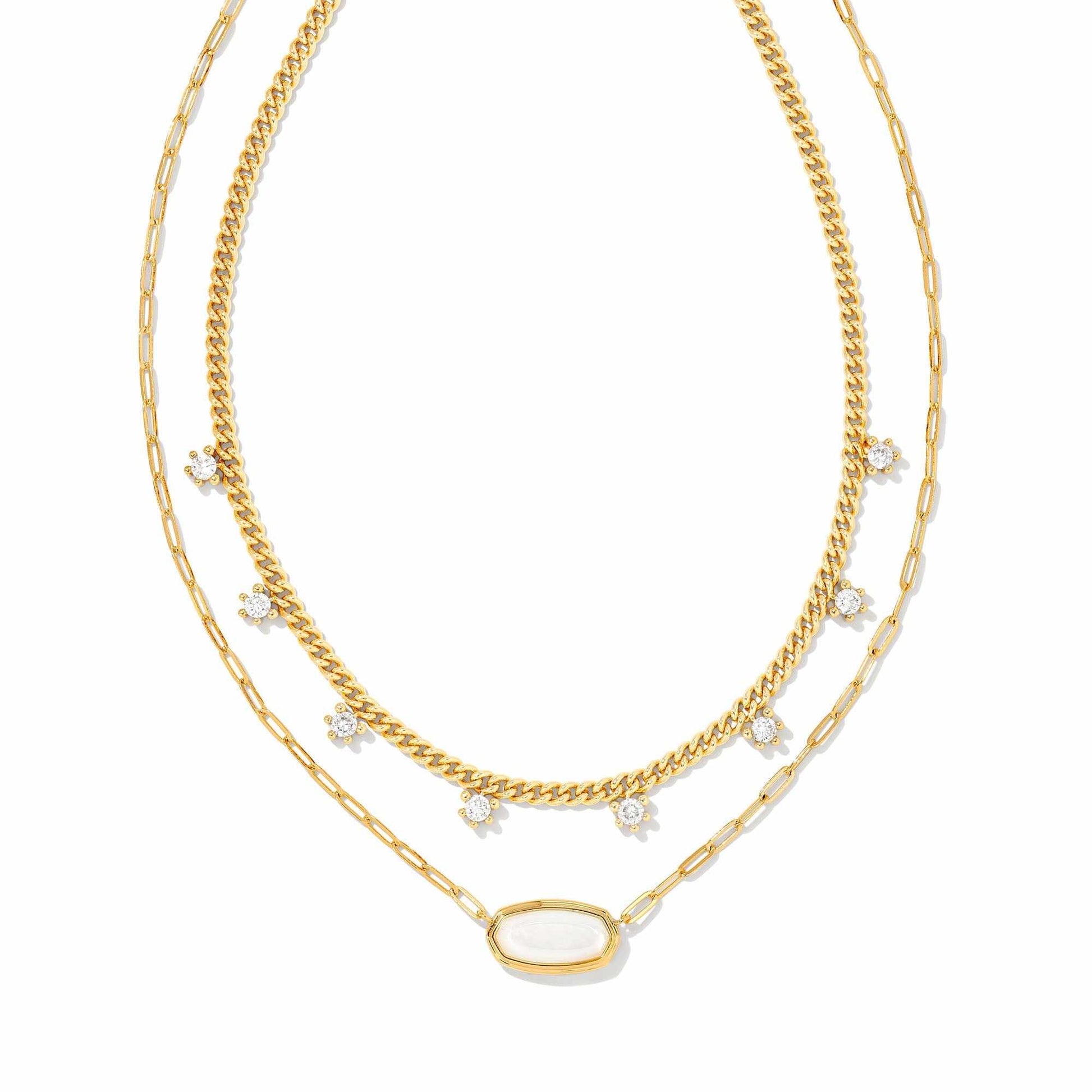 Kendra Scott Gold Iridescent Opalite Illusion Framed Elisa Multi Strand Necklace