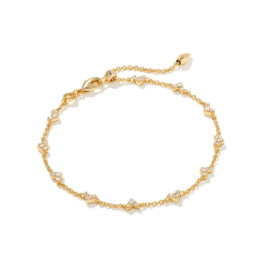 Kendra Scott Haven Heart Delicate Chain Bracelet in Gold Pink Crystal