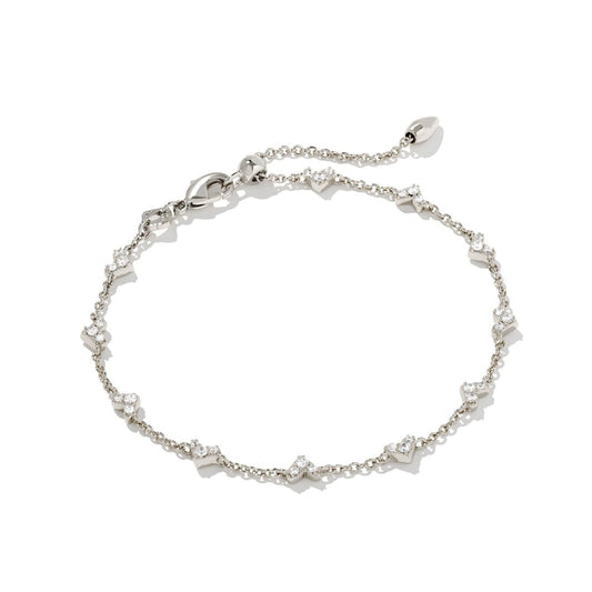 Kendra Scott Haven Heart Delicate Chain Bracelet in Gold White Crystal