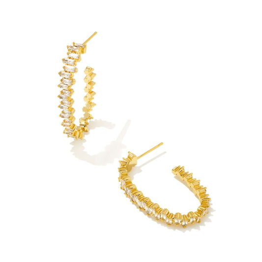 Kendra Scott Juliette Oval Hoop Earring in Gold White Crystal