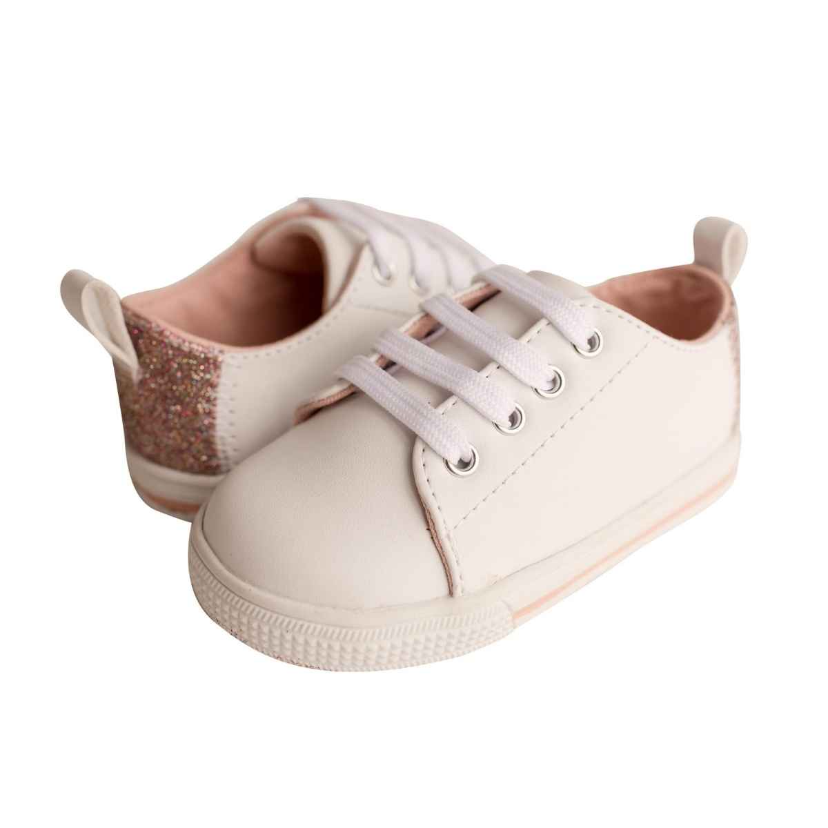 Lennon White & Pink Glitter Sneaker