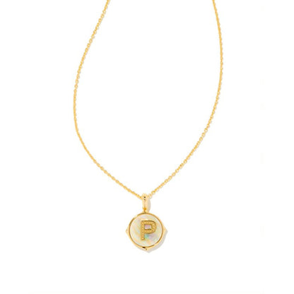 Gold Disc Initial Pendant Necklace