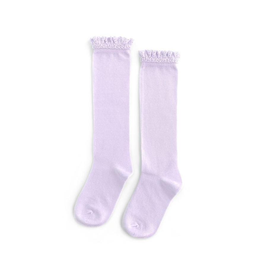 Little Stocking Co. Lavender Lace Top Knee Highs