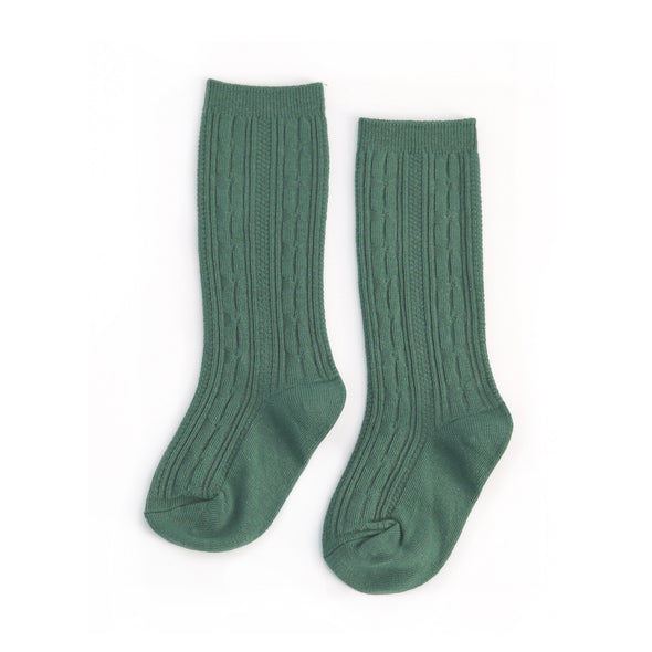Little Stocking Co Cable Knit Knee High Socks Spruce