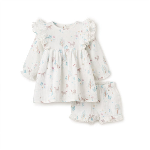 Pony Meadow Organic Muslin Dress with Bloomer