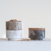 Stacking Pinch Pots with Wood Lid, Set of 3
