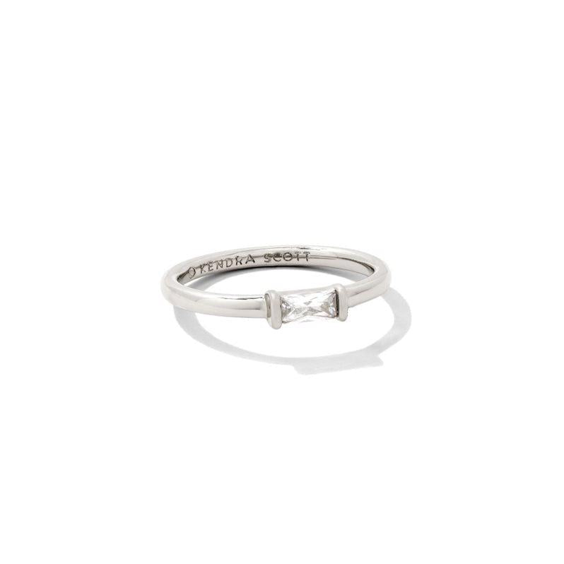 Kendra Scott Juliette Band Ring Rhodium White Crystal